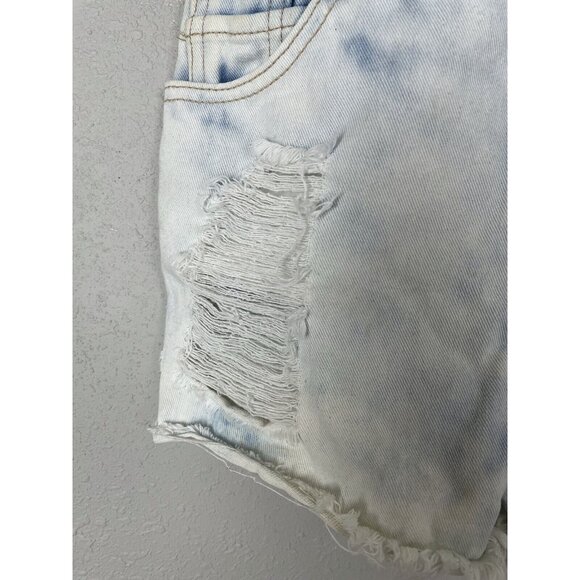Harmony + Havoc Denim Overalls Shortalls Size 3 Destroyed Distressed Acid Wash - Picture 3 of 12